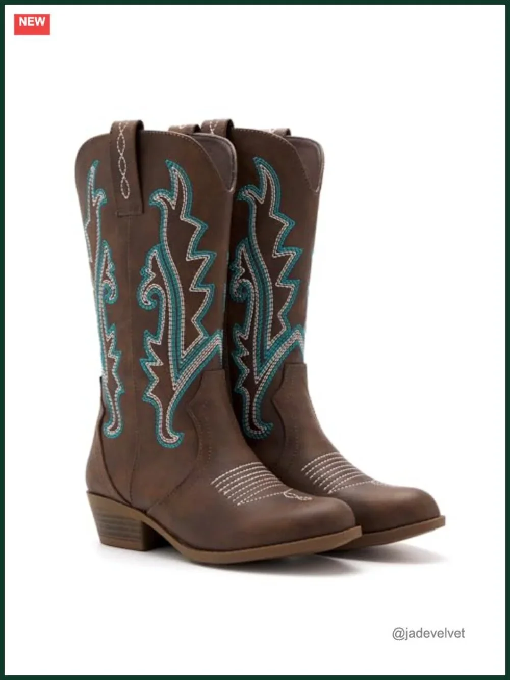 Girls Western Boots Embroidered Cowgirl Mid Calf Riding Boots